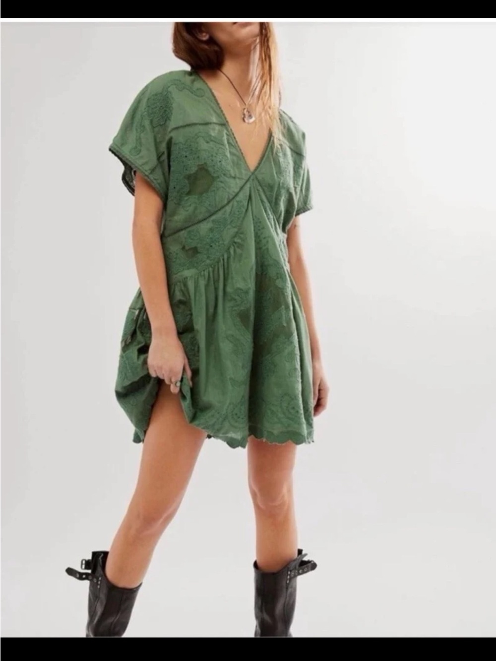 Free People Serenity Mini Dress in Green size Small